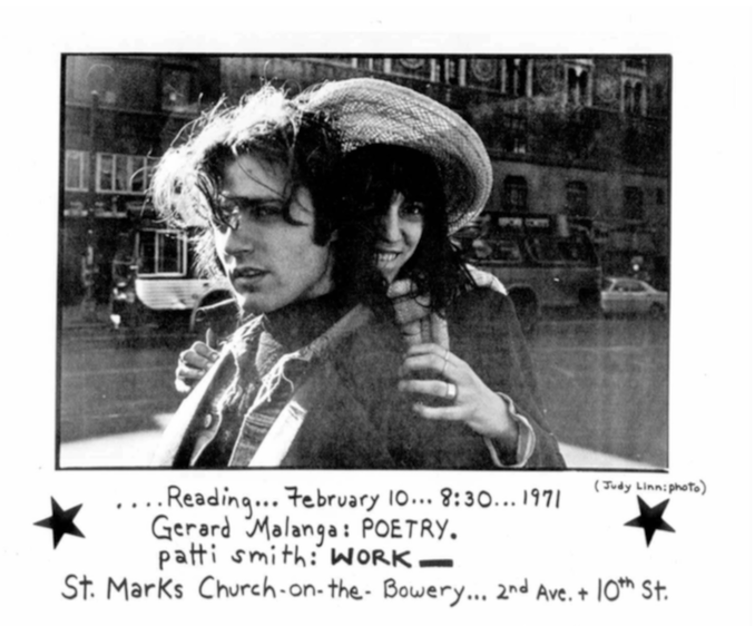 Gerard Malanga and Patti Smith, 1971. Photo by Judy Lynn.