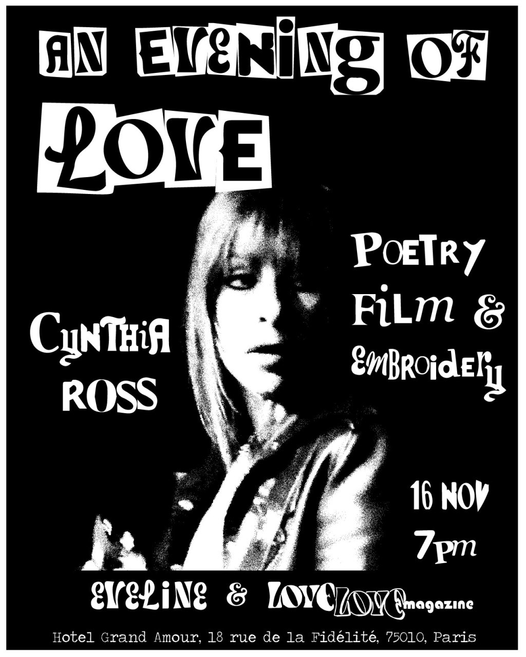 Paris! 16th nov – An Evening of Love & Cynthia&nbsp;Ross